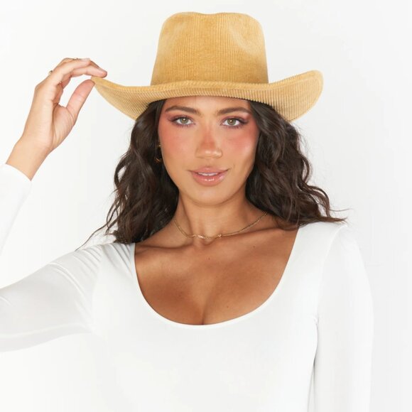 NWT Lack Of Color Sandy Corduroy Cowboy Hat In Tan Wide Brim Dipped Crown
